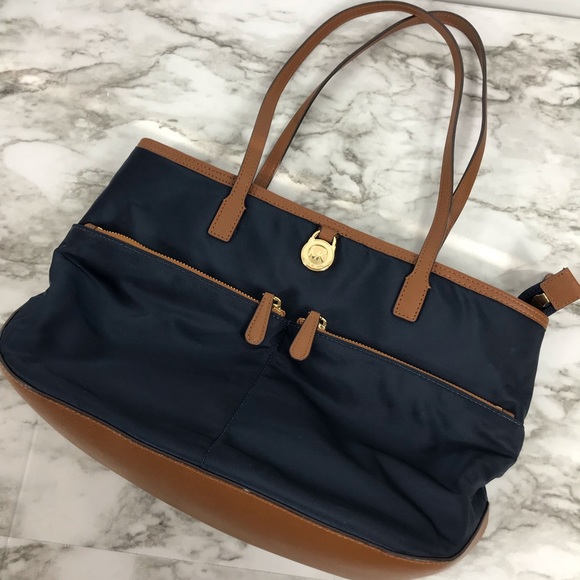 Michael Kors Handbags - Michael Kors Navy Blue Kempton Vinyl Shoulder Bag